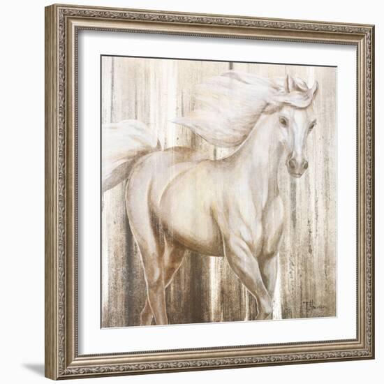 Horse on Grass Abstract-Tiffany Hakimipour-Framed Art Print