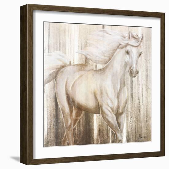 Horse on Grass Abstract-Tiffany Hakimipour-Framed Art Print