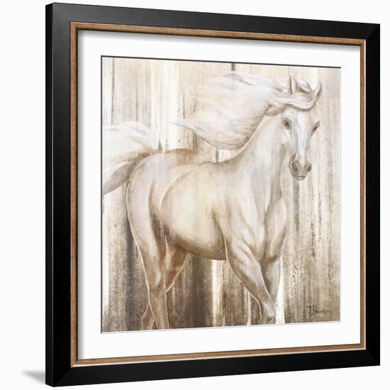 Horse on Grass Abstract-Tiffany Hakimipour-Framed Art Print