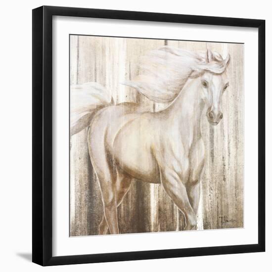 Horse on Grass Abstract-Tiffany Hakimipour-Framed Art Print