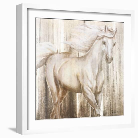 Horse on Grass Abstract-Tiffany Hakimipour-Framed Art Print