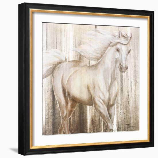 Horse on Grass Abstract-Tiffany Hakimipour-Framed Art Print