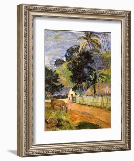 Horse on Road, Tahitian Landscape, 1899-Paul Gauguin-Framed Giclee Print