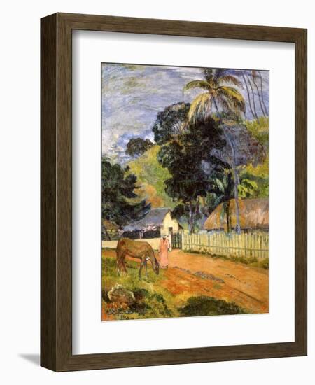 Horse on Road, Tahitian Landscape, 1899-Paul Gauguin-Framed Giclee Print