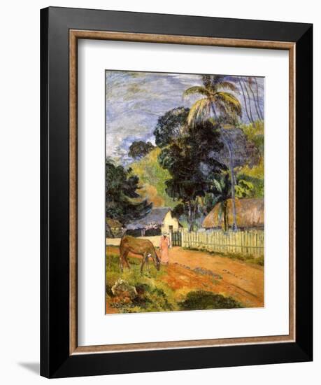 Horse on Road, Tahitian Landscape, 1899-Paul Gauguin-Framed Giclee Print