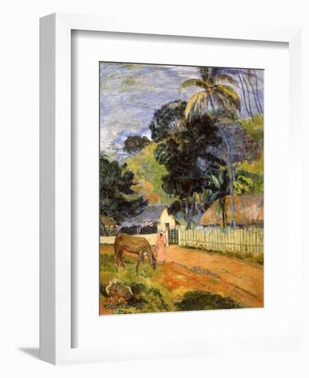 Horse on Road, Tahitian Landscape, 1899-Paul Gauguin-Framed Giclee Print