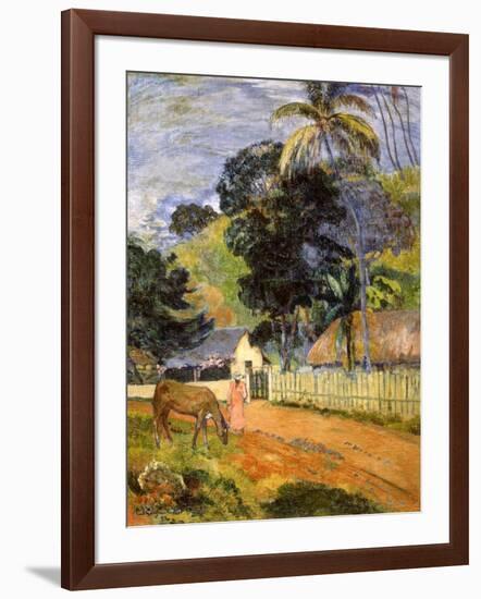 Horse on Road, Tahitian Landscape, 1899-Paul Gauguin-Framed Giclee Print