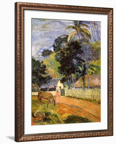 Horse on Road, Tahitian Landscape, 1899-Paul Gauguin-Framed Giclee Print