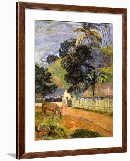 Horse on Road, Tahitian Landscape, 1899-Paul Gauguin-Framed Giclee Print