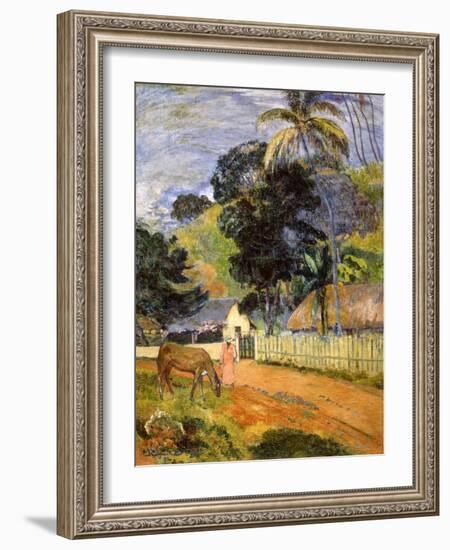 Horse on Road, Tahitian Landscape, 1899-Paul Gauguin-Framed Giclee Print