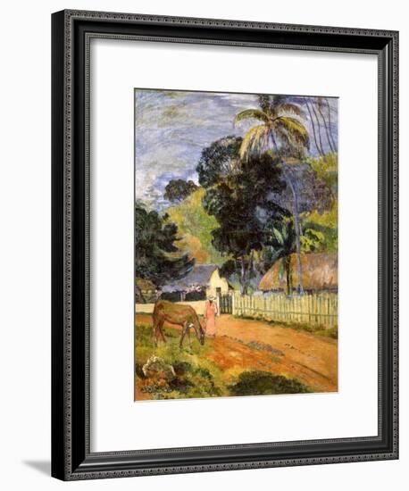 Horse on Road, Tahitian Landscape, 1899-Paul Gauguin-Framed Giclee Print