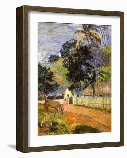 Horse on Road, Tahitian Landscape, 1899-Paul Gauguin-Framed Giclee Print