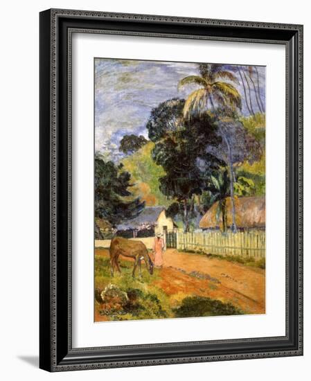 Horse on Road, Tahitian Landscape, 1899-Paul Gauguin-Framed Giclee Print