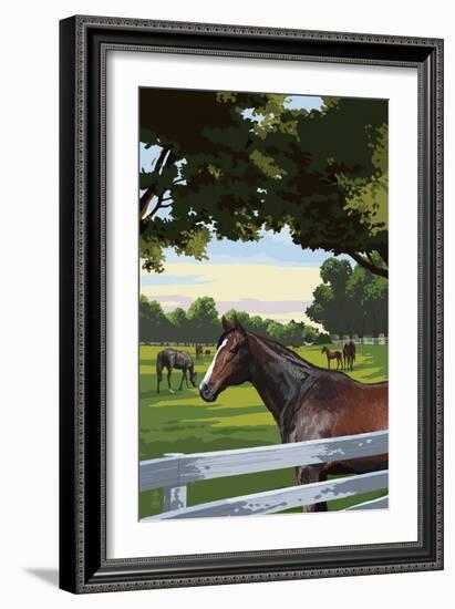 Horse Pasture-Lantern Press-Framed Art Print