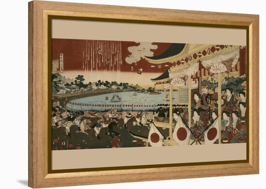 Horse Race at Ueno Park-Chikanobu-Framed Stretched Canvas