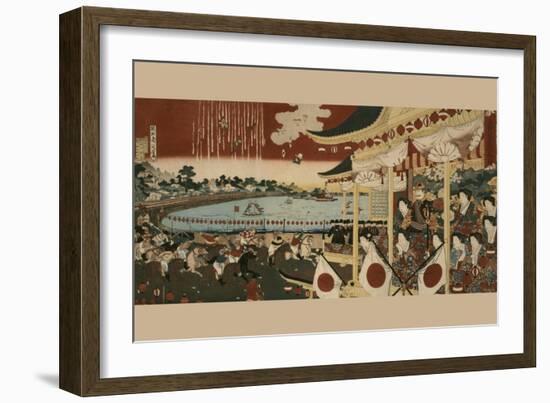 Horse Race at Ueno Park-Chikanobu-Framed Art Print