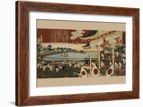 Horse Race at Ueno Park-Chikanobu-Framed Art Print