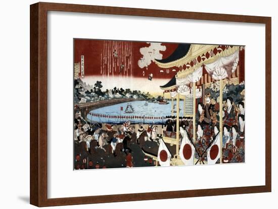 Horse Race in Ueno Park, Japanese Wood-Cut Print-Lantern Press-Framed Art Print