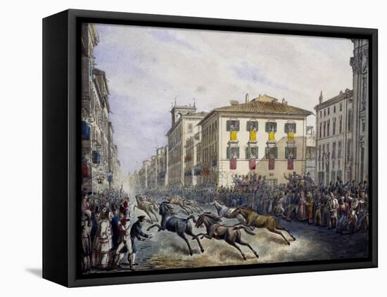 Horse Race in Via Del Corso in Rome, Full Colour Print, Italy, 18th Century-null-Framed Premier Image Canvas