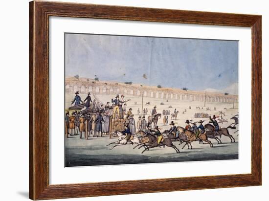 Horse Racing at Capannelle in Rome, Italy, 19th Century-null-Framed Giclee Print