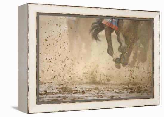 Horse racing in the mud-Maresa Pryor-Framed Premier Image Canvas