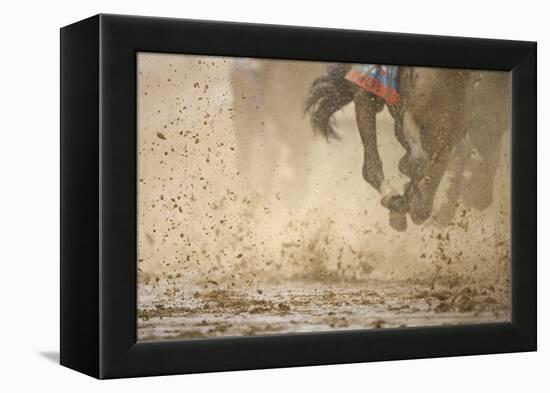 Horse racing in the mud-Maresa Pryor-Framed Premier Image Canvas