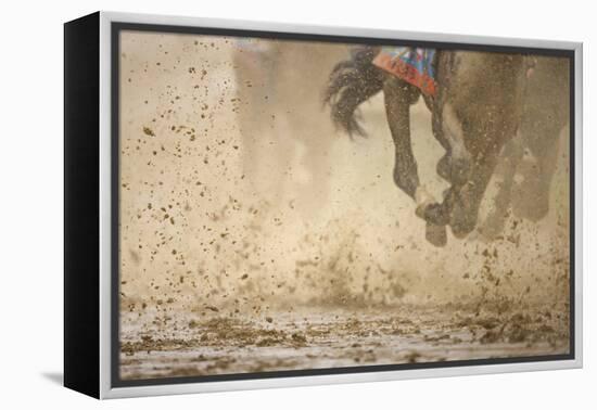 Horse racing in the mud-Maresa Pryor-Framed Premier Image Canvas