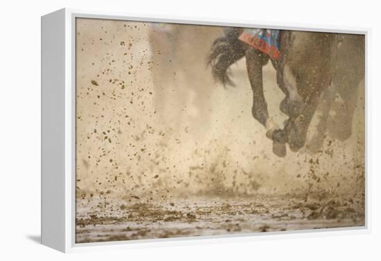 Horse racing in the mud-Maresa Pryor-Framed Premier Image Canvas