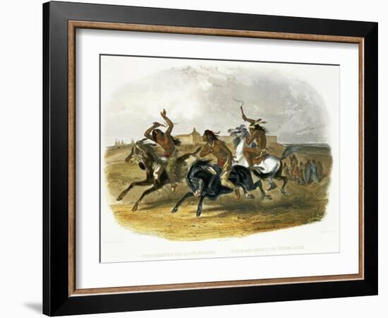 Horse Racing of Sioux Indians Near Fort Pierre-Karl Bodmer-Framed Giclee Print