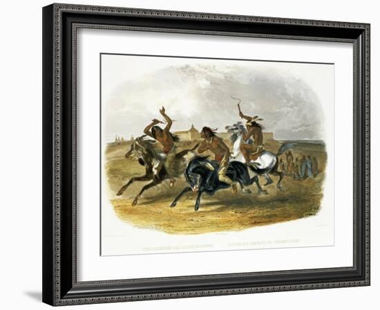 Horse Racing of Sioux Indians Near Fort Pierre-Karl Bodmer-Framed Giclee Print