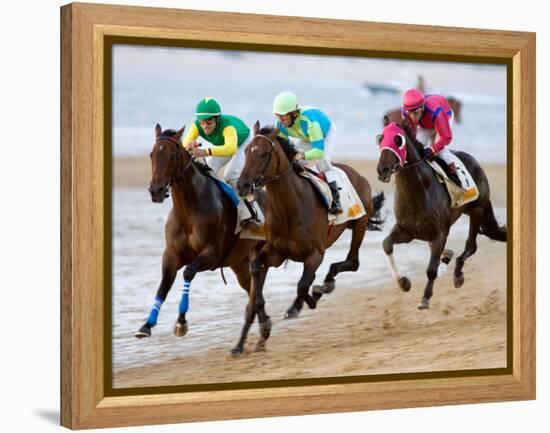 Horse Racing on the Beach, Sanlucar De Barrameda, Spain-Felipe Rodriguez-Framed Premier Image Canvas