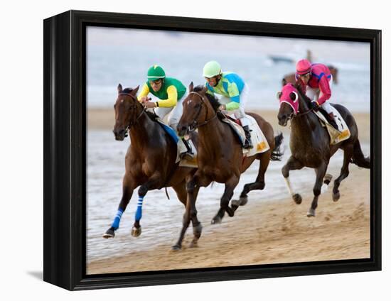 Horse Racing on the Beach, Sanlucar De Barrameda, Spain-Felipe Rodriguez-Framed Premier Image Canvas