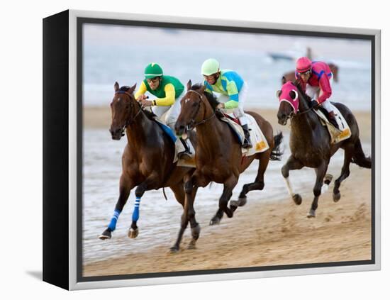 Horse Racing on the Beach, Sanlucar De Barrameda, Spain-Felipe Rodriguez-Framed Premier Image Canvas