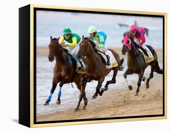 Horse Racing on the Beach, Sanlucar De Barrameda, Spain-Felipe Rodriguez-Framed Premier Image Canvas