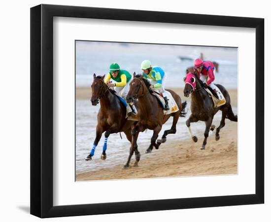 Horse Racing on the Beach, Sanlucar De Barrameda, Spain-Felipe Rodriguez-Framed Premium Photographic Print