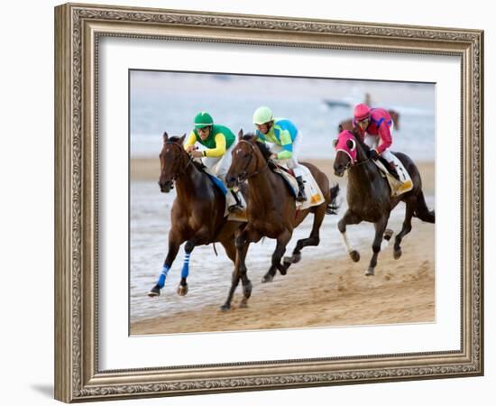 Horse Racing on the Beach, Sanlucar De Barrameda, Spain-Felipe Rodriguez-Framed Photographic Print