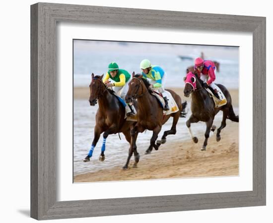 Horse Racing on the Beach, Sanlucar De Barrameda, Spain-Felipe Rodriguez-Framed Photographic Print