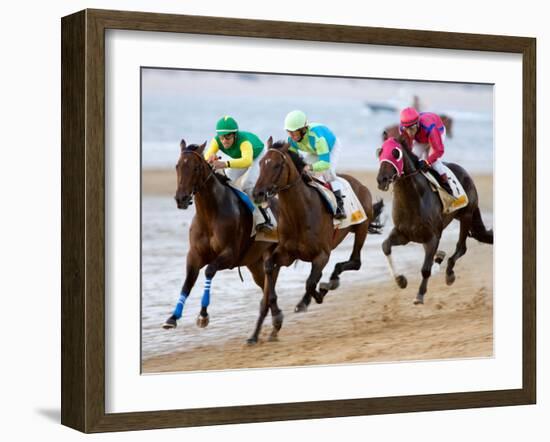 Horse Racing on the Beach, Sanlucar De Barrameda, Spain-Felipe Rodriguez-Framed Photographic Print