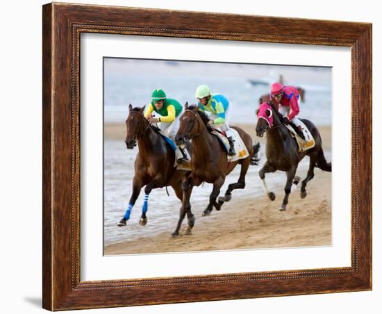 Horse Racing on the Beach, Sanlucar De Barrameda, Spain-Felipe Rodriguez-Framed Photographic Print