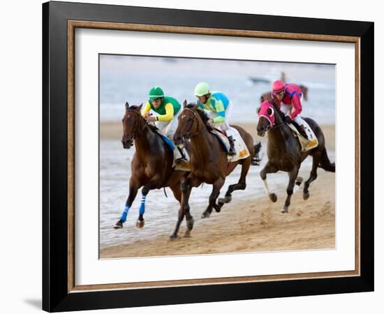 Horse Racing on the Beach, Sanlucar De Barrameda, Spain-Felipe Rodriguez-Framed Photographic Print