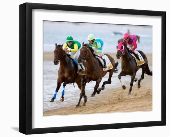 Horse Racing on the Beach, Sanlucar De Barrameda, Spain-Felipe Rodriguez-Framed Photographic Print