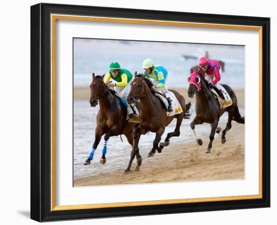 Horse Racing on the Beach, Sanlucar De Barrameda, Spain-Felipe Rodriguez-Framed Photographic Print