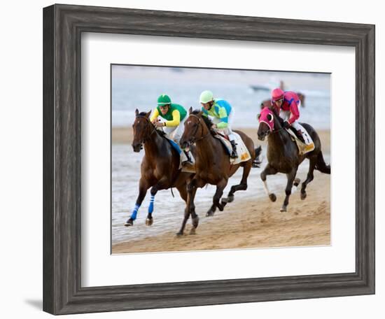 Horse Racing on the Beach, Sanlucar De Barrameda, Spain-Felipe Rodriguez-Framed Photographic Print