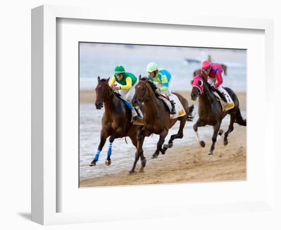 Horse Racing on the Beach, Sanlucar De Barrameda, Spain-Felipe Rodriguez-Framed Photographic Print