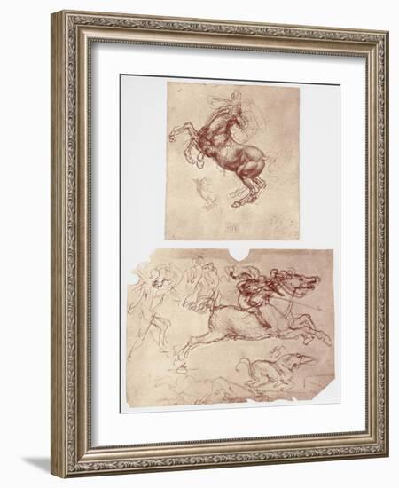 Horse Rearing, and Horsemen and Foot-Soldiers, C1504-Leonardo da Vinci-Framed Giclee Print