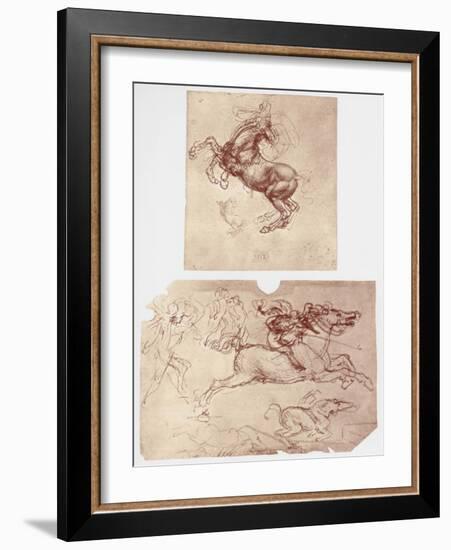 Horse Rearing, and Horsemen and Foot-Soldiers, C1504-Leonardo da Vinci-Framed Giclee Print