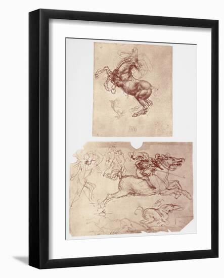 Horse Rearing, and Horsemen and Foot-Soldiers, C1504-Leonardo da Vinci-Framed Giclee Print