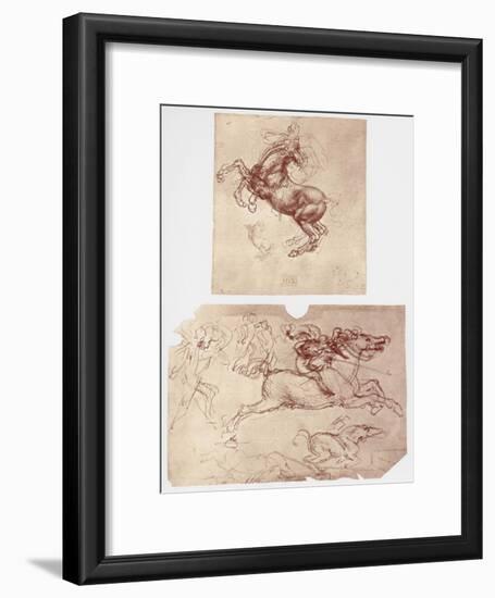 Horse Rearing, and Horsemen and Foot-Soldiers, C1504-Leonardo da Vinci-Framed Giclee Print