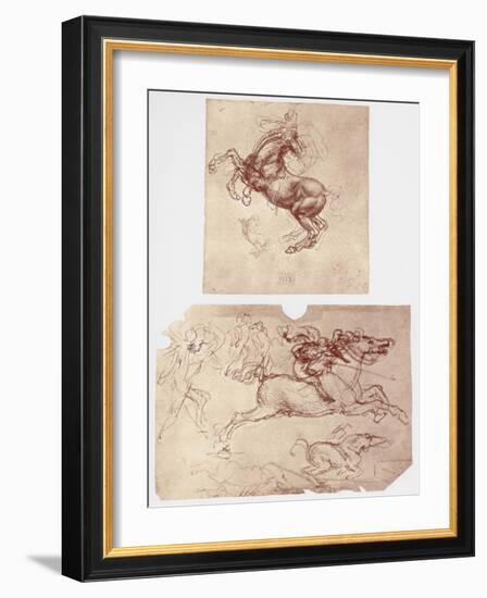 Horse Rearing, and Horsemen and Foot-Soldiers, C1504-Leonardo da Vinci-Framed Giclee Print