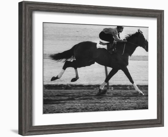 Horse Ridan During Race-null-Framed Photographic Print